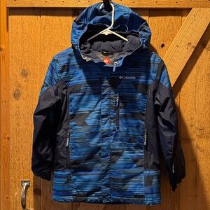 Columbia Kids Striped Blue and Black Puffer Jacket